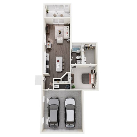 Floor plan for 1 bed, 1 bath, 908 sqft